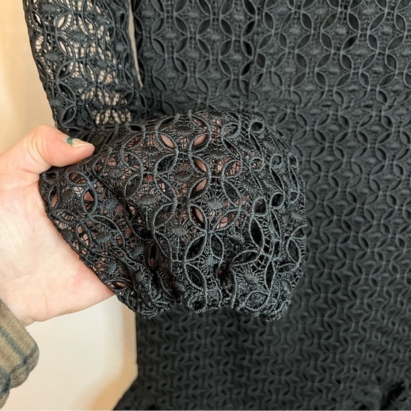 Bardot X Revolve Savannah Long Sleeve Carbon Black Lace Mini Dress Size Small - Picture 9 of 16
